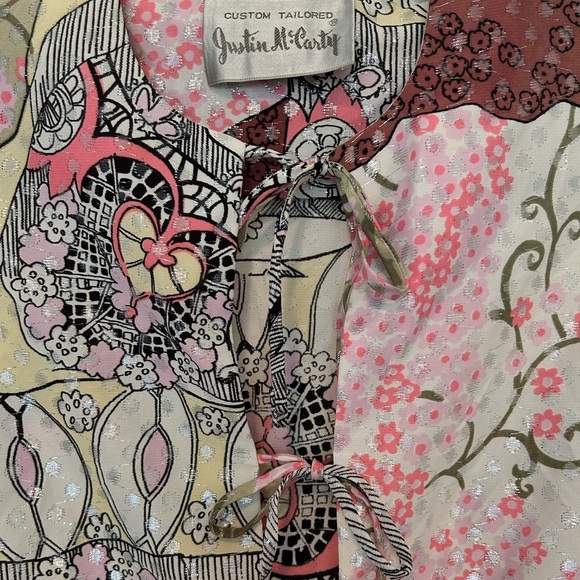 Vintage Justin McCarty Tie-Front Peplum Blouse. Silver Details. Size 8 - Picture 4 of 8